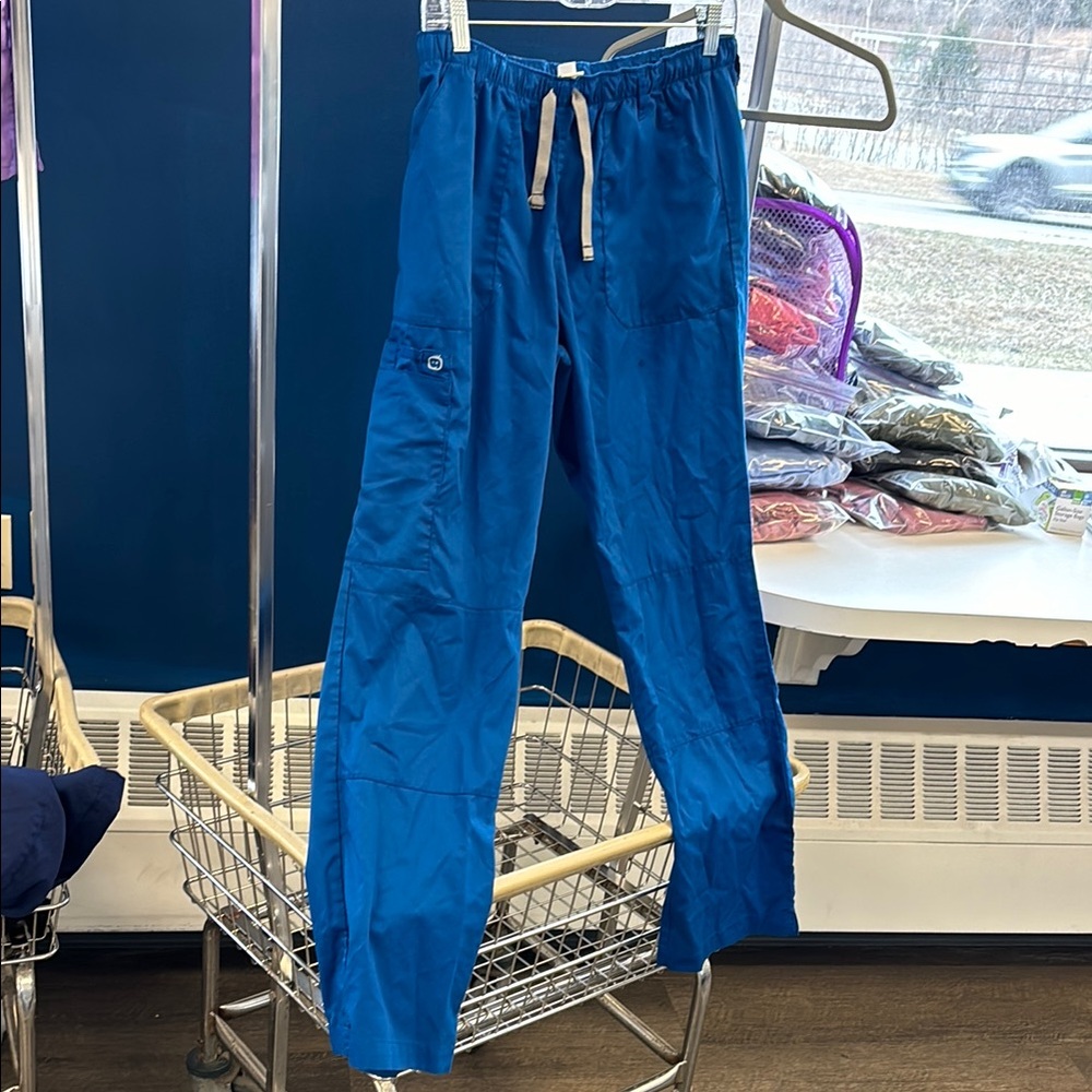Blue Drawstring Cargo scrub Pants
